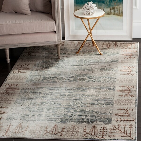 Safavieh Valencia Dark Grey/ Light Grey Distressed Silky Polyester Rug - 9' x 12'
