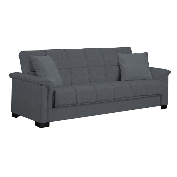 Handy Living Caroline Grey Microfiber Convert-a-Couch Sleeper Sofa