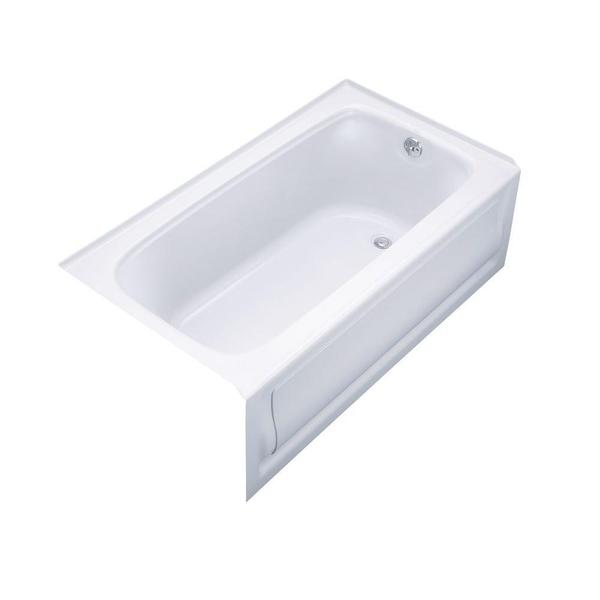 x 32 In Tile Flange Black Alcove Bath with Bask Heated Surface KOHLER K-1184-LAW-7 Devonshire 60 In and Left-Hand Drain Integral Apron