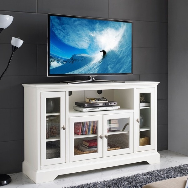 52" White Wood Highboy Style TV Stand - 17411379 ...