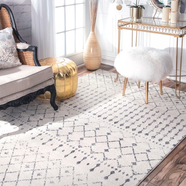 The Curated Nomad Ashbury Moroccan Trellis Ivory Rug - 8' x 10'