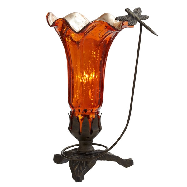 River of Goods Handblown Mercury Glass Dragonfly Lily Lamp