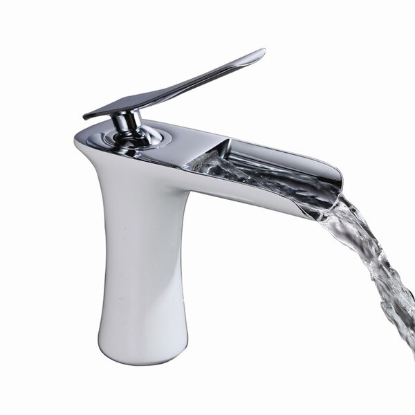 Shop Sumerain Chrome And White Single Hole Waterfall Shop Sumerain Chrome And White Single Hole Waterfall