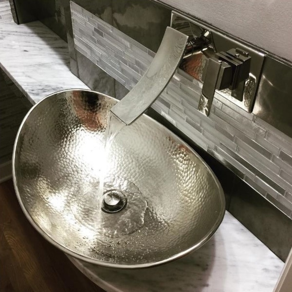 Sinkology Hobbes 19" Hand-crafted Hammered Nickel Vessel Sink - Silver