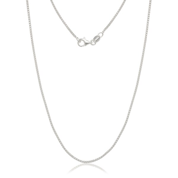 Italian Sterling Silver 1.25mm Half-round Box Chain (16"-30") - White