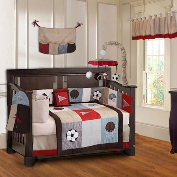 BabyFad Go Team 10-piece Baby Boy Sports Crib Bedding Set ...