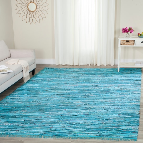 Safavieh Hand-Woven Rag Turquoise/ Multi Cotton Rug - 8' x 10'
