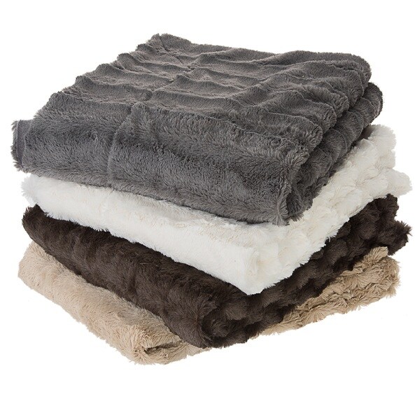 Cheer Collection Faux Fur to Microplush Reversible Throw Blanket