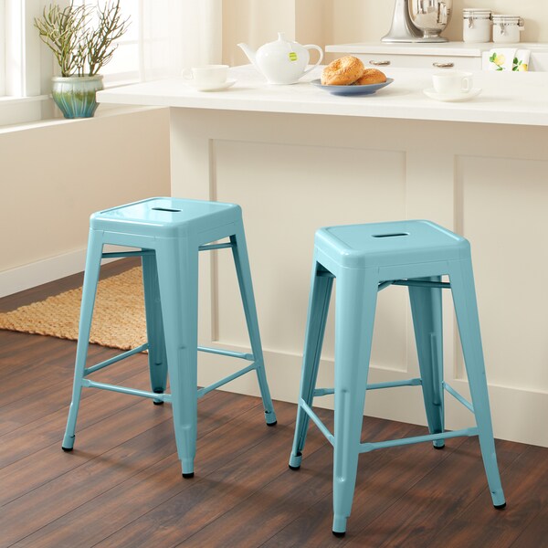 Tabouret 24-inch Light Blue Counter Stool (Set of 2)