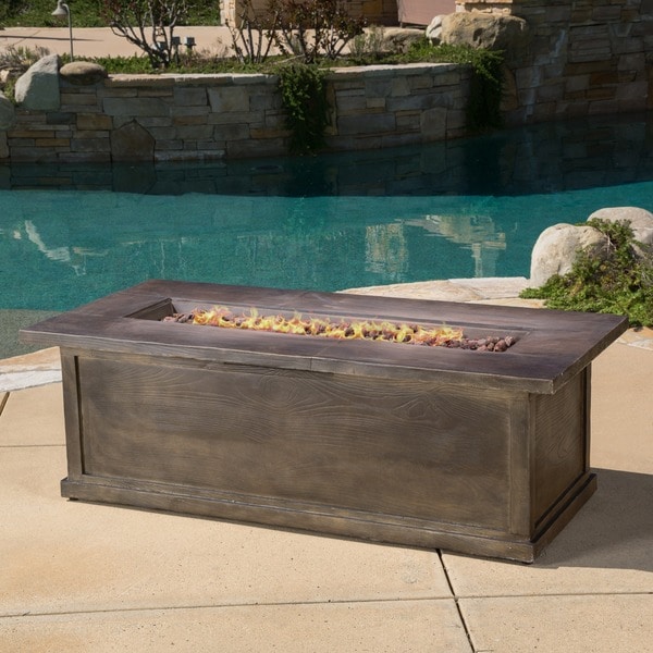 Anchorage Outdoor 56-inch Rectangular Liquid Propane Fire Table with Lava Rock by Christopher Knight Home