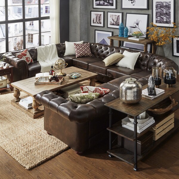 Knightsbridge Tufted Scroll Arm Chesterfield 10-seat U-shaped Sectional by iNSPIRE Q Artisan