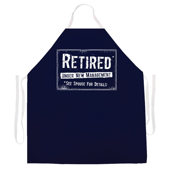 Retired Under New Mangement, See Spouse' Kitchen Apron-Black