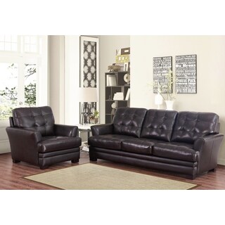 Deals Abbyson Living Divani Top Grain Leather Sofa And Armchair Top Grain Leather Sofa And Armchair
