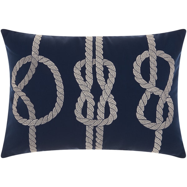 Mina Victory Indoor/ Outdoor Three Knots Navy/ White 14 x 20-inch Throw Pillow by Nourison
