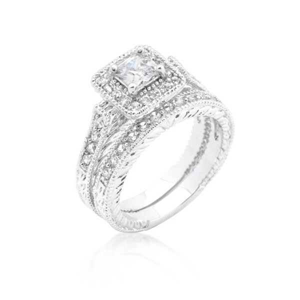 Kate Bissett Art Deco Princess-cut Bridal Set - White