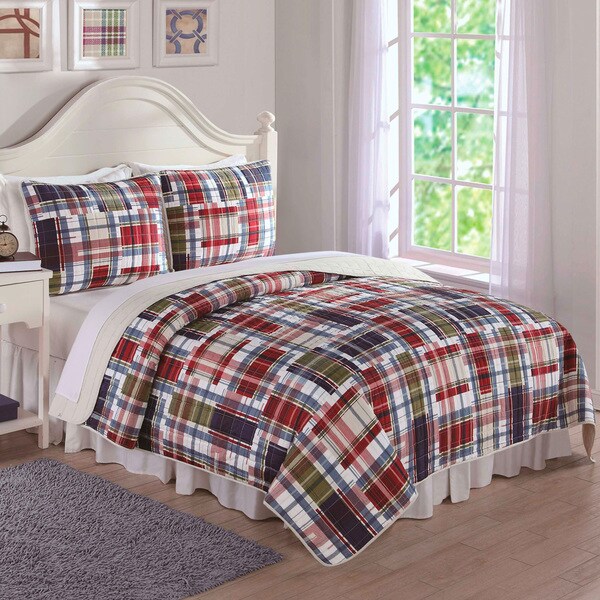 Laura Hart Kids Preppy Plaid 3-piece Quilt Set