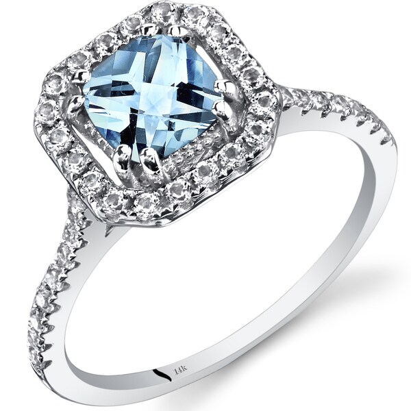 Oravo 14k White Gold Cushion Gemstone Halo Ring