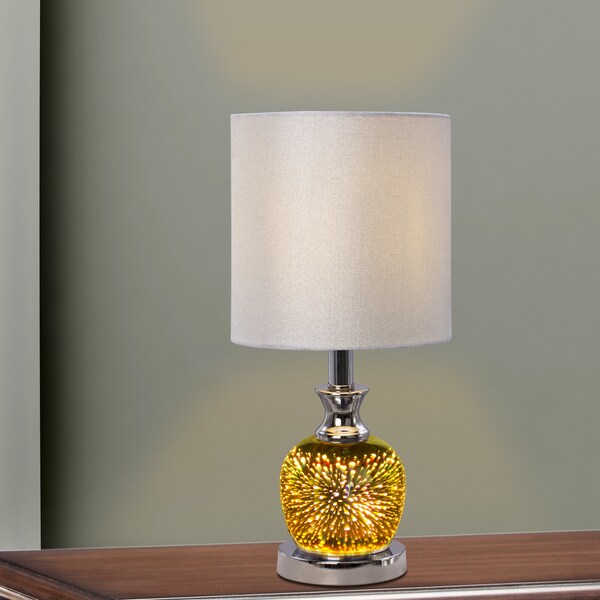 18.5 inch Polished Nickel Metal and Glass Table Lamp With 5D Shooting Star Nightlight Design