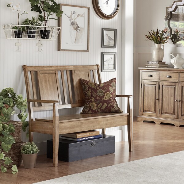 Eleanor Panel Back Wood Storage Bench by iNSPIRE Q Classic