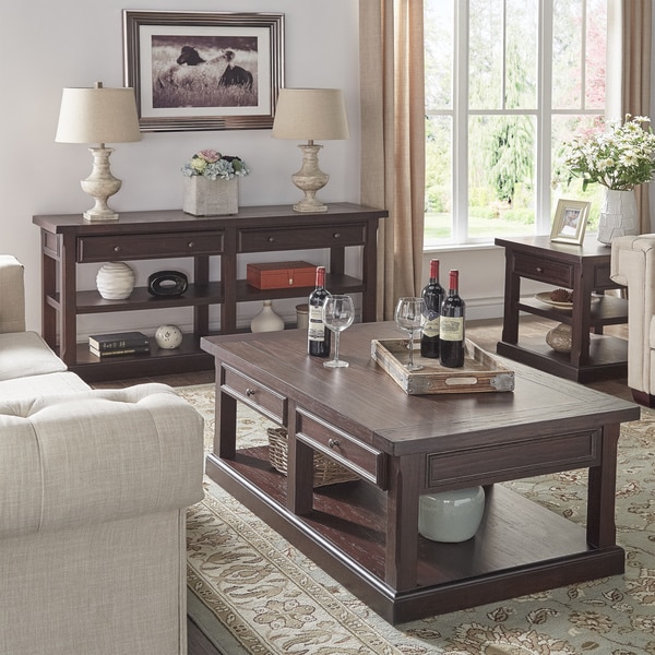 Jenson Espresso Wood Accent Tables by iNSPIRE Q Classic