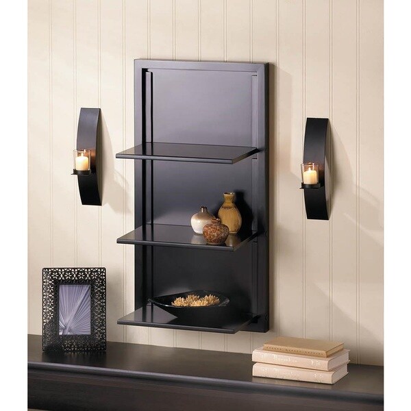 Transitional 3-tier Black Wall Display
