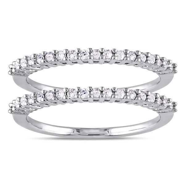 Miadora Sterling Silver 1/3ct TDW Diamond 2-Piece Stackable Semi-Eternity Ring Set