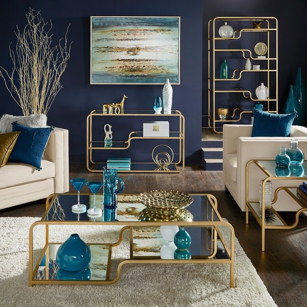 Giana Champagne Gold Mirrored Shelves Accent Tables by iNSPIRE Q Bold