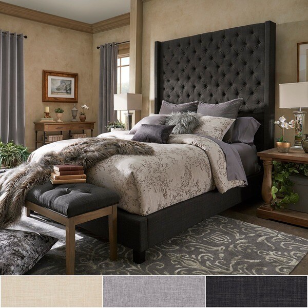 Naples Wingback Button Tufted 84-Inch High Headboard Platform Bed by iNSPIRE Q Artisan
