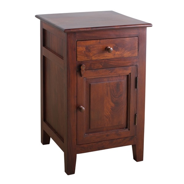 Handmade Rosewood Nightstand with Forged-iron Hardware (India)