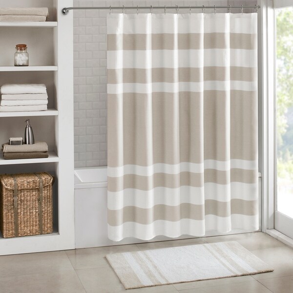 Madison Park Spa Waffle Shower Curtain with 3M Treatment