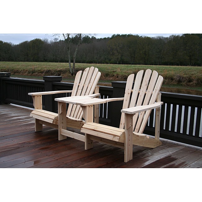 Double Adirondack Cedar Chair and Table Set 11406780