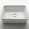 Kraus White Ceramic Rectangular Vessel Bathroom Sink with Chrome Pop-up Drain