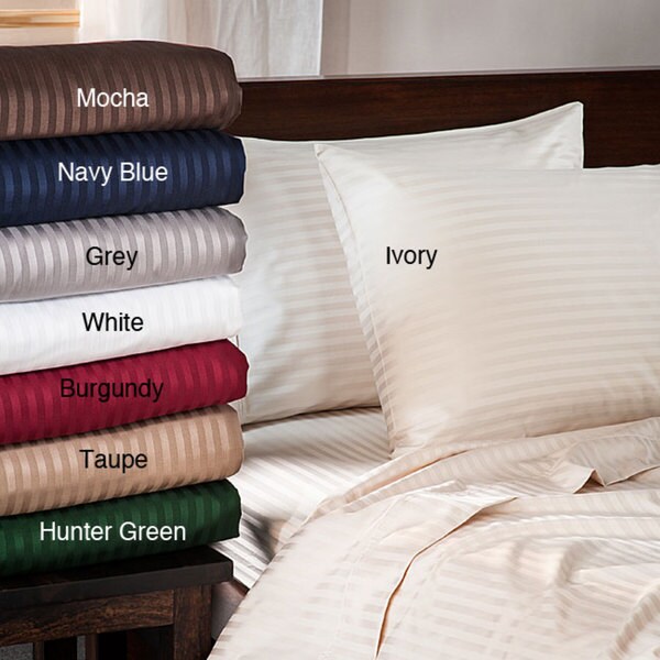 Egyptian Cotton 400 Thread Count Sateen Striped Sheet Set Overstock Shopping Great Deals on