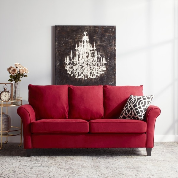 Handy Living Provant SoFast Flared Arm Crimson Red Microfiber Sofa