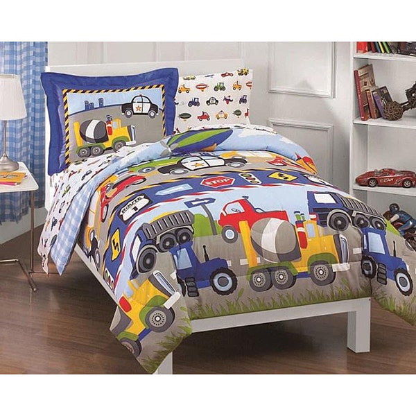 Dream Factory Trucks and Tractors Twin-size 5-piece Bed in a Bag with Sheet Set