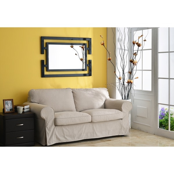 Quadrate 41x29 Glossy Black Beveled Wall Mirror