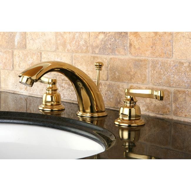French Handle Polished Brass Widespread Bathroom Faucet French Handle Polished Brass Widespread Bathroom Faucet