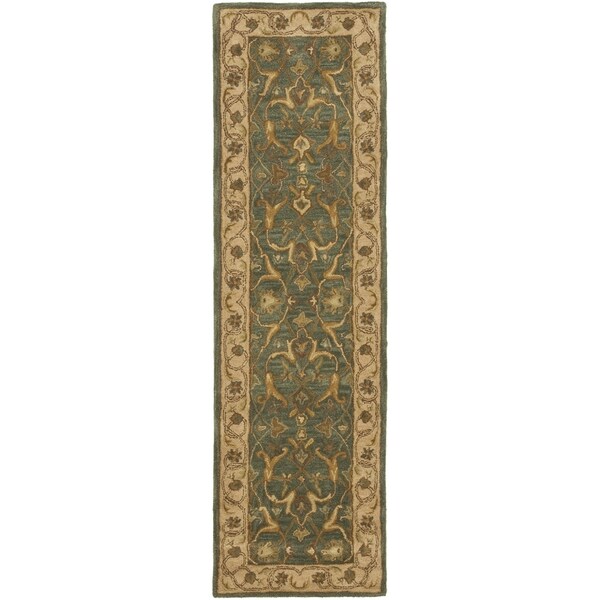 Safavieh Handmade Heritage Traditional Kashan Blue/ Beige Wool Runner Rug - 2'3 x 10'