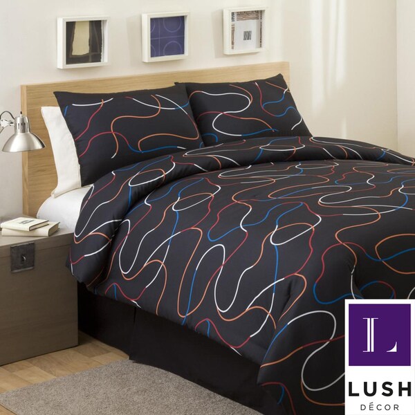 Lush Decor Midnight Print 3 Piece Twin Size Comforter Set Lush Decor Midnight Print 3 Piece Twin Size Comforter Set Sets