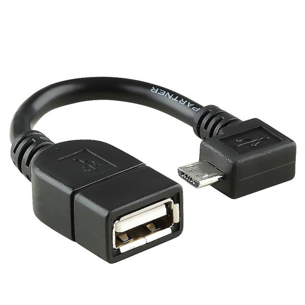 Insten Black 4.5-inch Right Angle Micro USB OTG to USB Connector 2.0 Cable Adapter For Samsung Galaxy S6/ Edge
