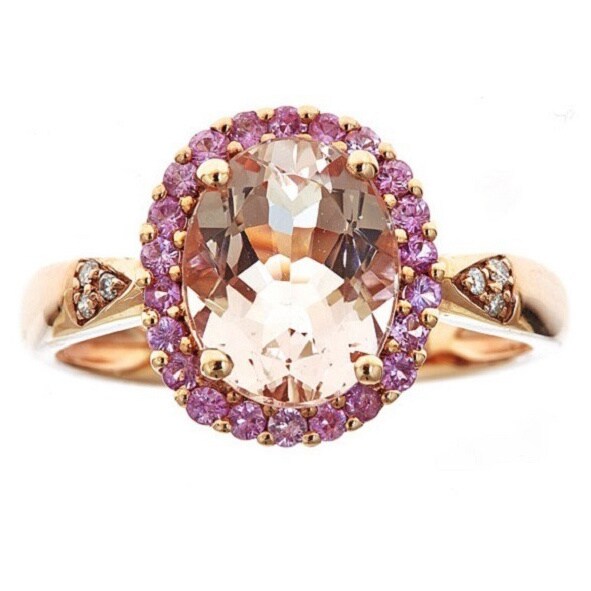 Morganite Pink Sapphire And Diamond Accent Ring In K Rose Gold Morganite Pink Sapphire And Diamond Accent Ring In K Rose Gold