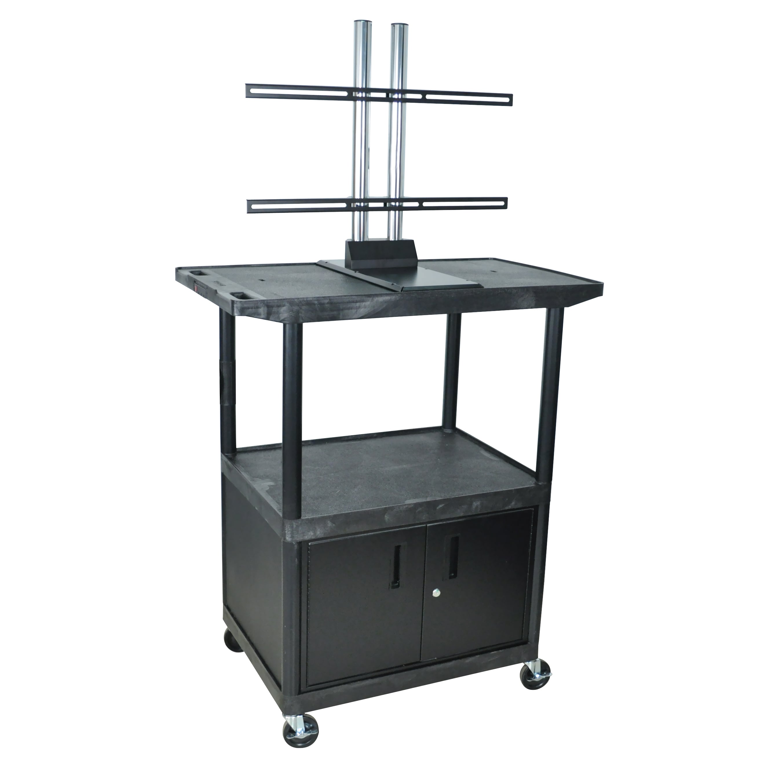 Luxor 48 Inch High Black Plasma Lcd Cart With Locking Cabinet On Luxor 48 Inch High Black Plasma Lcd Cart With Locking Cabinet