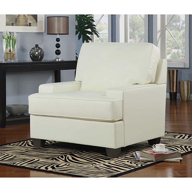 Ivory Bonded Leather Accent Chair Overstock Shopping