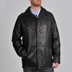Excelled Leather Mens Big and Tall Four-Button Lambskin Leather Car Coat Leather Jacket