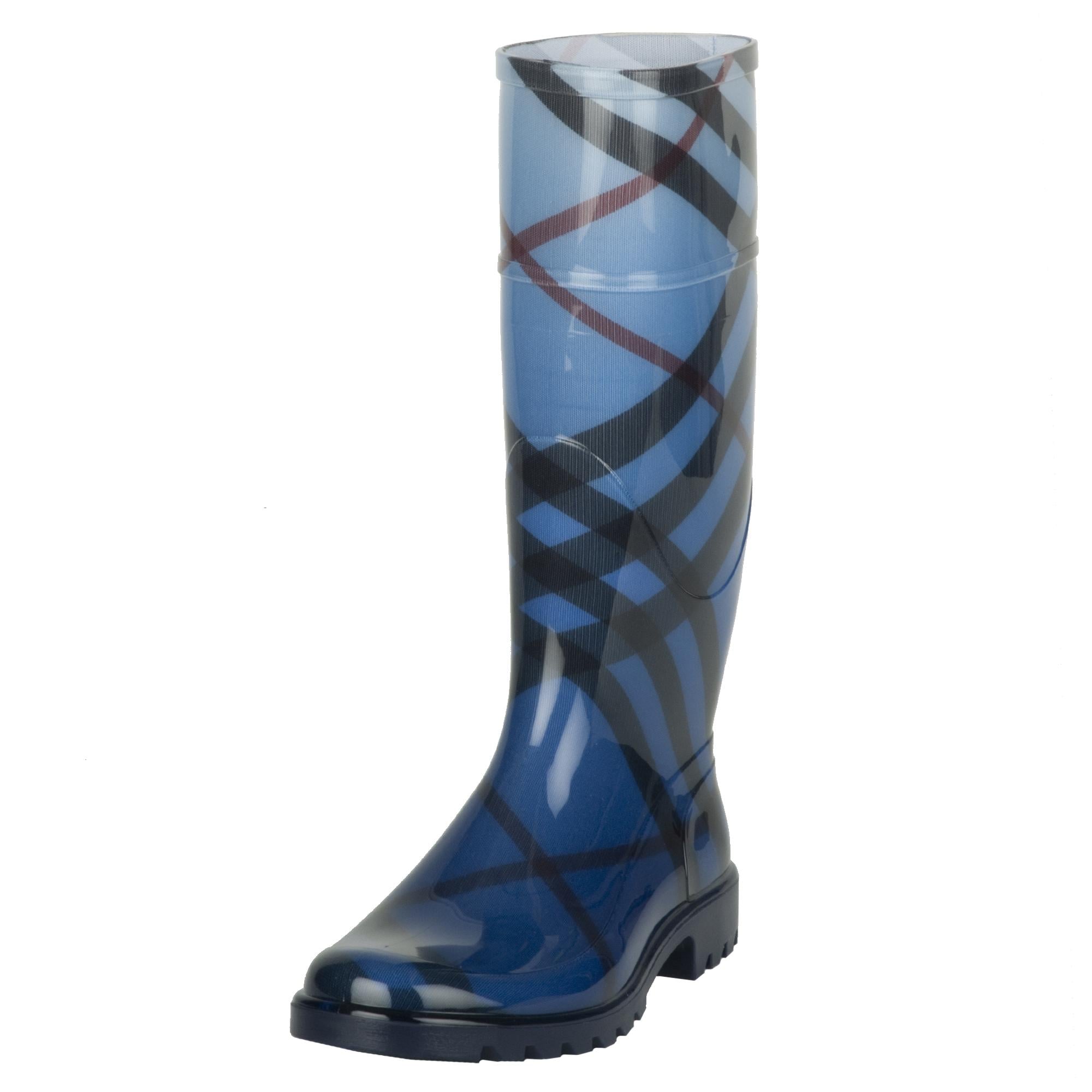 blue burberry rain boots