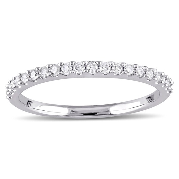 Miadora 10k White Gold 1/5ct TDW Diamond Stackable Wedding Band