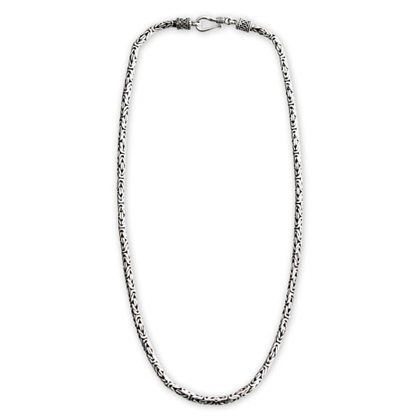 Borobudur Collection Buddhist Zen Inspired Handmade 925 Sterling Silver Naga Snake Mens or Womens Chain Necklace (Indonesia)