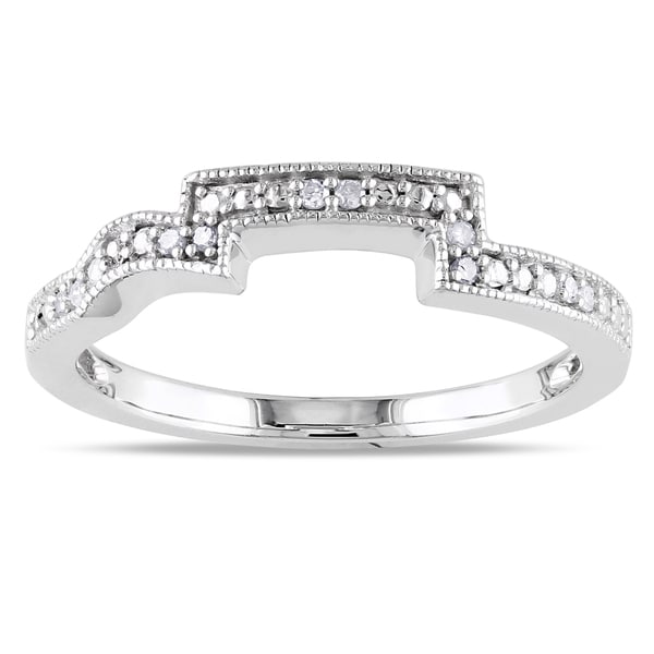 Miadora 10k White Gold Diamond Accent Curved Wedding Band