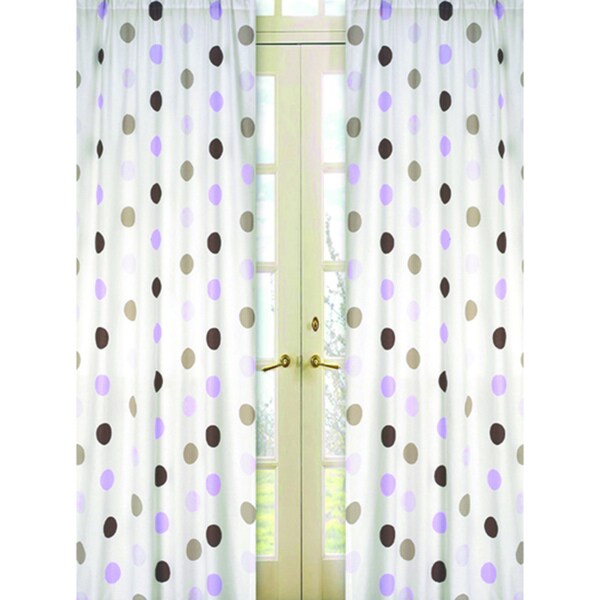 Sweet Jojo Designs Purple, Cocoa, White And Chocolate Brown Mod Dots 84-inch Window Treatment Curtai