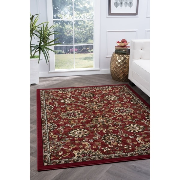 Alise Lagoon Transitional Red Area Rug - 7'6 x 9'10